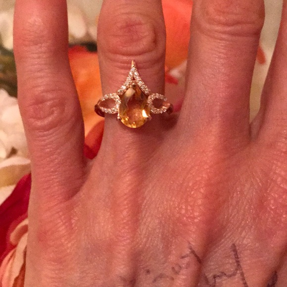 Sterling silver rose gold plated citrine ring - Picture 3 of 7